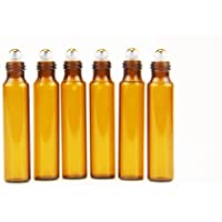 Yizhao Ambar Botellas Roll On Cristal para Aceites Esenciales 10ml- con Roll-on Bola de Acero Inoxidable- para Aceites…